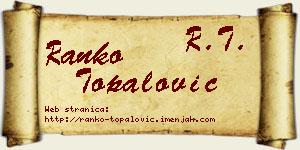 Ranko Topalović vizit kartica